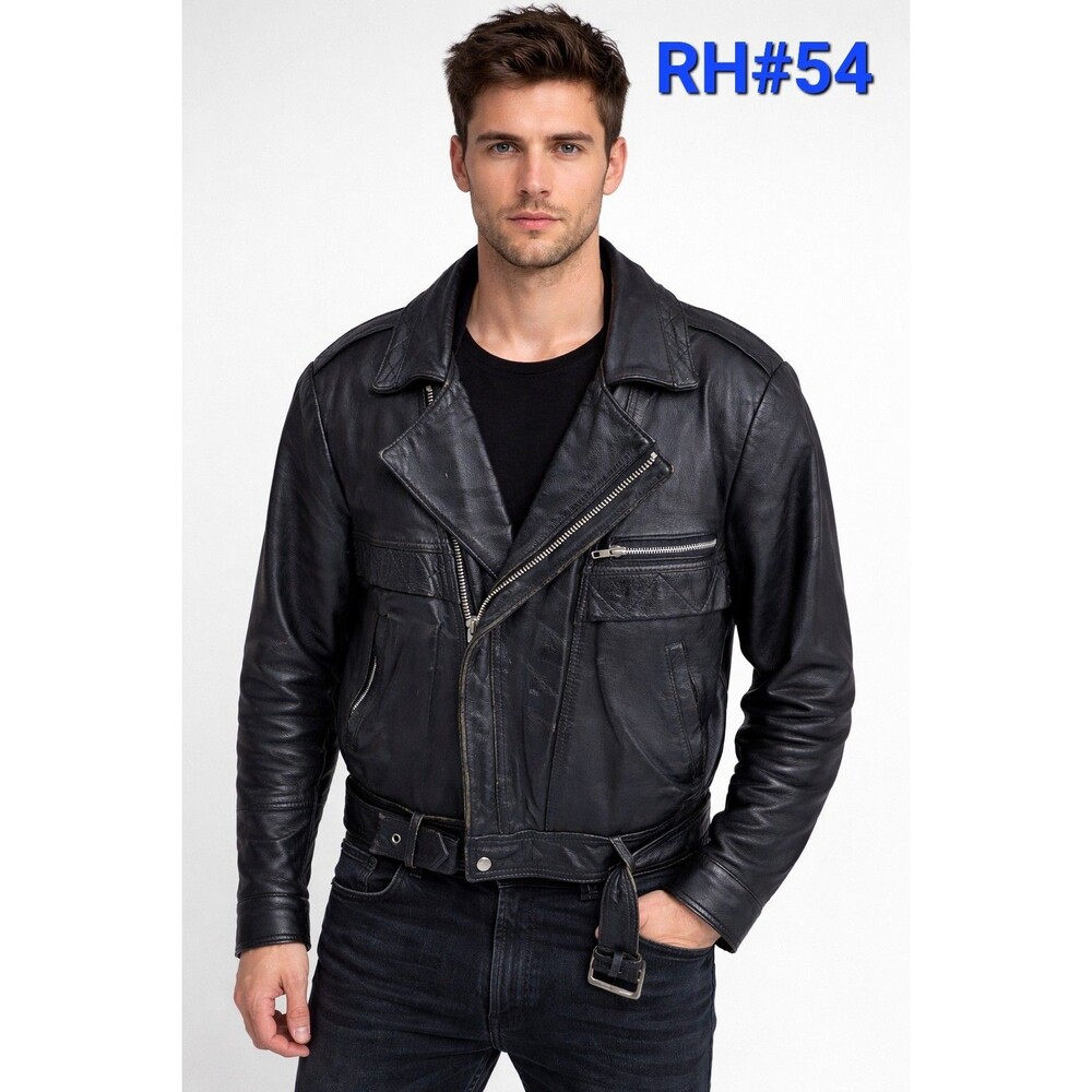 Vintage Distressed Men's Motorcycle Leather Jacket Size 40 -RH#54